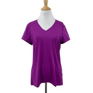 Nike Golf T Shirt Womens M Medium Purple Greens Top Dri Fit V Neck Stretch Tee